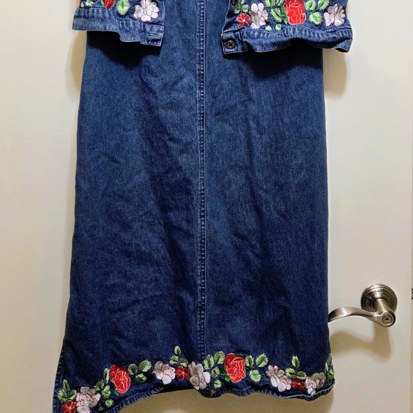 Vintage Agapo Denim floral and leaves maxi dress and button down combo size MP - Picture 2 of 7